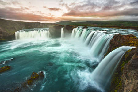 Godafoss is a very beautiful Icelandic waterfallの写真素材