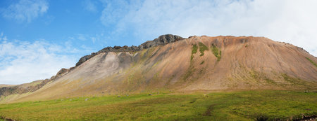 Mighty fjords rise from the sea in the Westfjords Peninsula, northwestern Icelandの写真素材