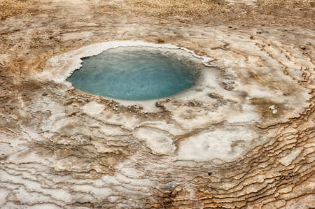 Incredibly blue small pool at Hveravellir is actually a hot geothermal spring in the heart of Iceland. の写真素材