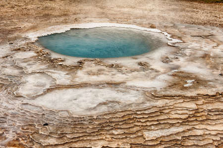 Incredibly blue small pool at Hveravellir is actually a hot geothermal spring in the heart of Iceland. の写真素材