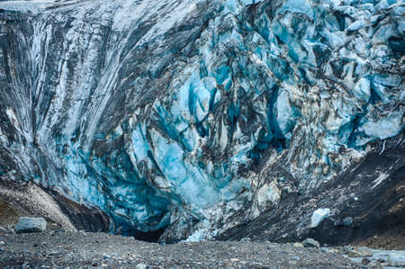 Detailed photo of the Icelandic glacier ice with a incredibly vivid colors and a nice textureの写真素材