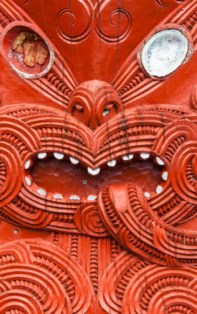 Beautiful maori carving. Rotorua, New Zealandの写真素材