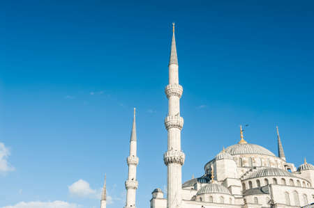 Suleymaniye Mosque against a blue sky, Istanbul, Turkeyの写真素材