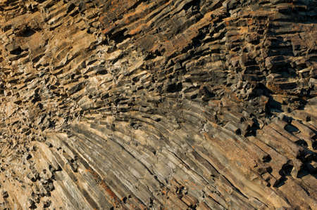 Natural background of hexagonal basalt columns in Icelandic national park Jokulsargljufurの写真素材