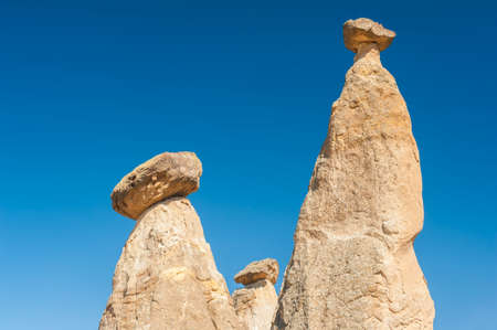 Rocks looking like mushrooms in Cappadocia, Turkeyの写真素材