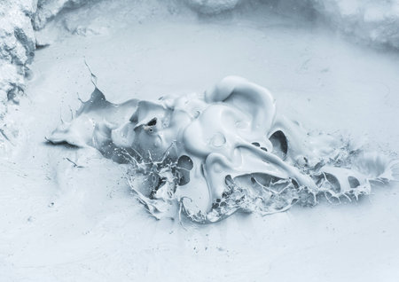 Sculptures of boiling mud in Hverir geothermal area, Iceland