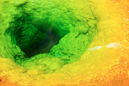 Deatiled photo of Morning glory pool from above. Yellowstone National Park Wyoming USAの写真素材