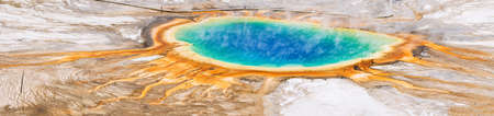 View of Grand Prismatic Spring from above. Yellowstone National Park, Wyoming, USA. Panoramaの写真素材