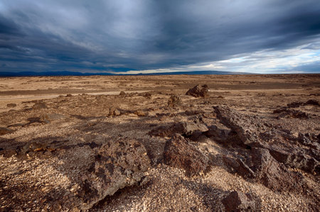 Vast volcanic "Moon like" desert with rocks of lava hiden in the highlands of Iceland which makes it accesible only with a powerful 4x4 vehicle. HDRの写真素材