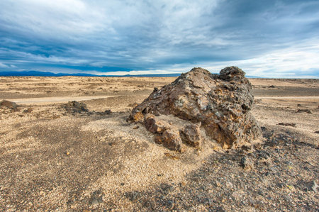 Vast volcanic "Moon like" desert with rocks of lava hiden in the highlands of Iceland which makes it accesible only with a powerful 4x4 vehicle. HDRの写真素材