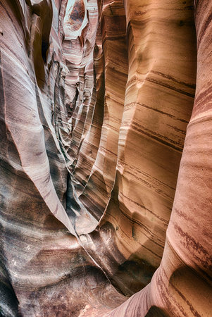 Zebra Canyon is a vivid striped and very narrow gorge. The awsome zig-zag shapes were created by water. Grand Staircase-Escalante National Monument, Utah. USAの写真素材