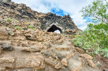 Lava cave Kirkjan at Dimmuborgir, Myvatn area - Icelandの写真素材