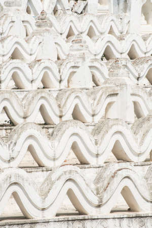 Detail of the beautiful white Hsinbyume Pagoda in Mingun, Western bank of Irrawaddy river, Myanmarの写真素材