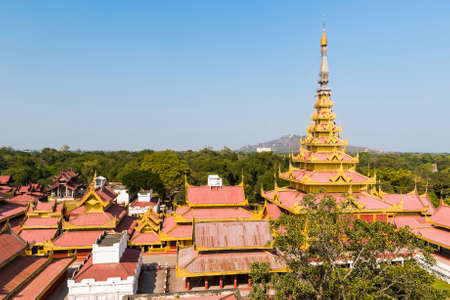 Replica of Mandalay Royal Palace build in 1990s. Original palace was destroyed in WWII. Mandalay, Myanmar.のeditorial素材