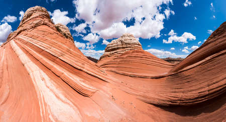 Vivid sandstone formation in Coyote Buttes North. These formations could be seen in Paria Canyon-Vermilion Cliffs Wilderness between the towns of Kanab, Utah and Page, Arizona. USA. Panoramaの写真素材