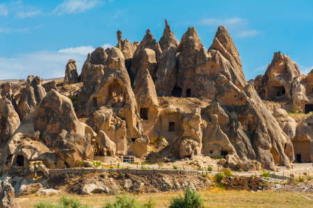 Ancient  homes dug into the mountains, Cappadocia, Turkeyの写真素材