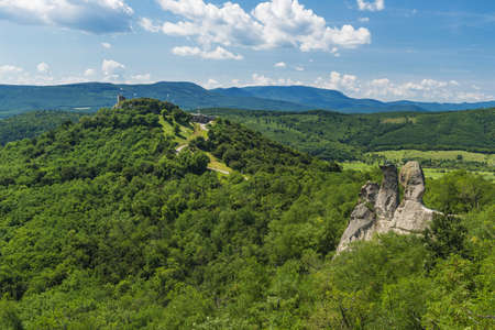 Ruins of a medieval castle Siroki Var in Hungaryの写真素材