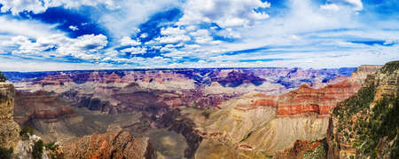 Beautiful colors and shapes of the Grand Canyon shortly after the sunrise  Arizona, USA. Panoramic photoの写真素材