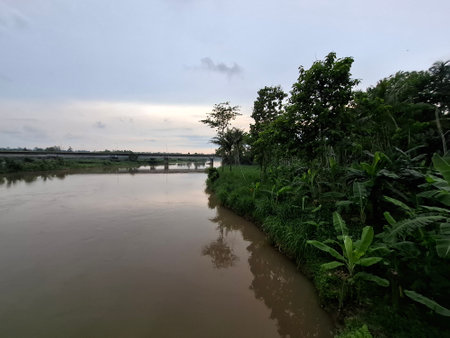 photo of the view of the Progo river in Yogyakarta, Indonesia. December 25, 2024の写真素材