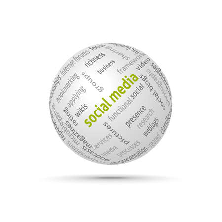 Social media globe. Ð¡oncept wordcloud. Vector design advertise.のイラスト素材