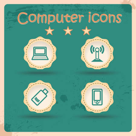 Computer Icons. Set of Vintage Symbol. Retro Vector Illustration. のイラスト素材