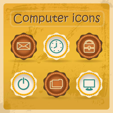 Internet eddiction icons. Vintage design. Grunge style.Retro Vector Illustration.のイラスト素材
