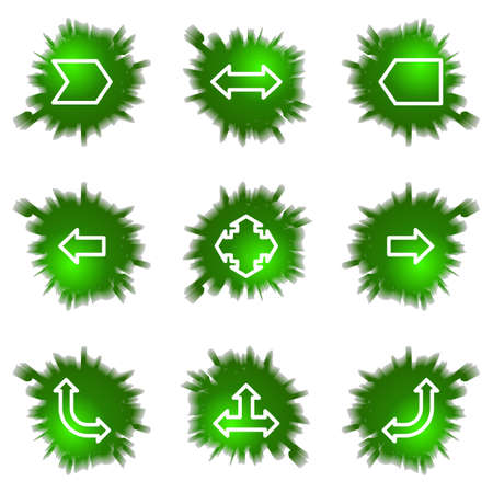 Set of 9 glossy green web icons (see other in my portfolio).  のイラスト素材