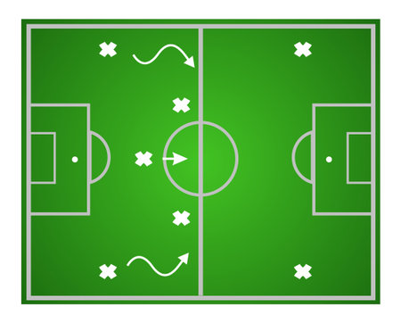 Illustration football game. Teamwork strategy.のイラスト素材
