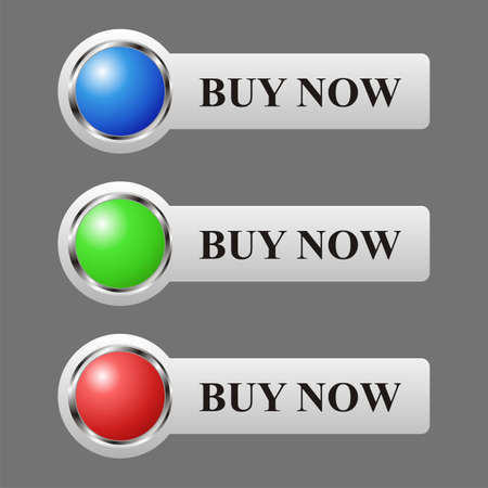 Shopping glossy basket illustration in three color blue, green, red.のイラスト素材