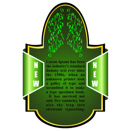 Gold, green label. Design element.のイラスト素材