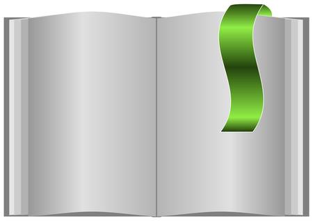 Blank open book on white background and with bookmark.のイラスト素材
