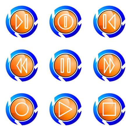 Set of 9 glossy web icons (set 23). Isolated button in various color.のイラスト素材