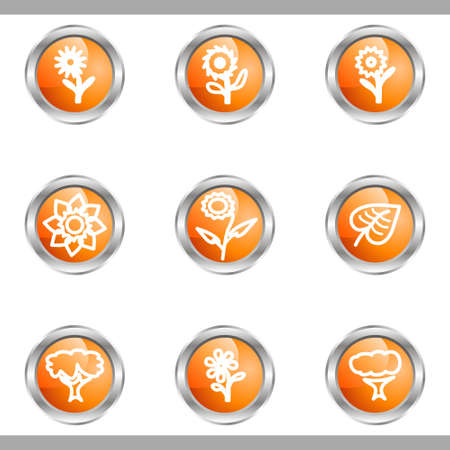 Set of 9 glossy web icons (set 18). Metallic circle.のイラスト素材