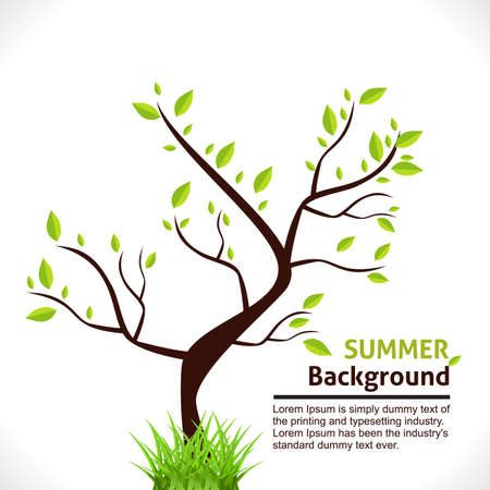 Summer Background of Tree with Green Grass.  のイラスト素材