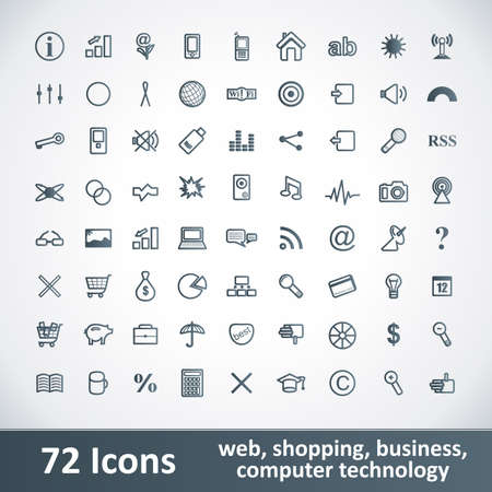 Large Icons Set. 72 Items. Web Button Collection.のイラスト素材