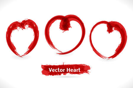Vector Grunge Heart. Red Abstract Illustaration.のイラスト素材