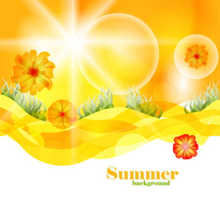 Summer Time Vector Background Template. Beautiful Nature Design Backdrop.のイラスト素材