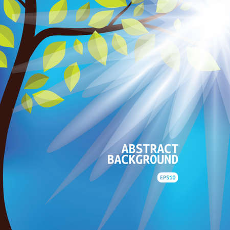 Tree with Sunrise. Vector Design Background of Beautiful Day.のイラスト素材