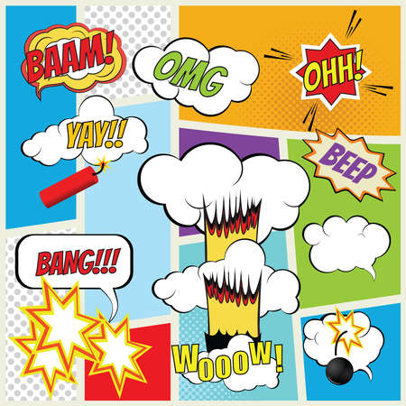 Vector comic book explosion elements