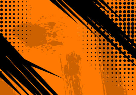 Orange Grunge Background and Texture. Vector Illustration with Halftone Dotsのイラスト素材