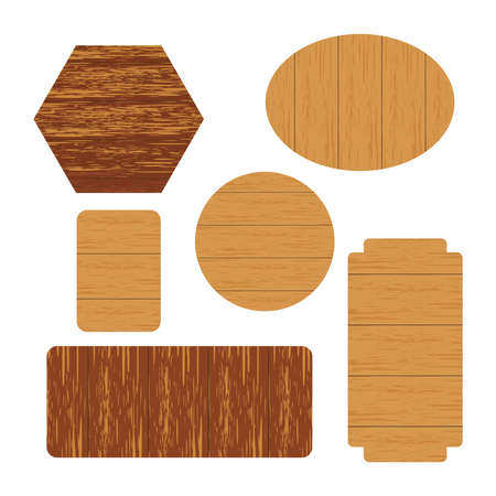 Vector wooden label. Set of isolated textured bannersのイラスト素材