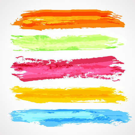 Brush strokes template. Set of colorful sketch stain on white background.のイラスト素材