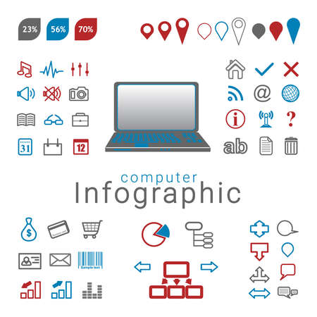 Set of vector infographic icons on white background.のイラスト素材