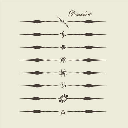 Brown gradient calligraphic swirl dividers. For Wedding Invitations. Vector frame element. Vintage Ornament Greeting Card. Flourishes Ornament Retro Royal Luxury Invitation, Certificateのイラスト素材