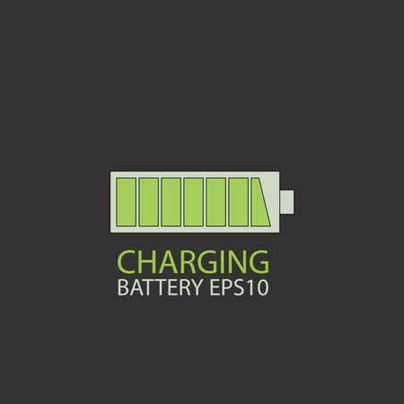 Fully charged battery. Green isolated vector symbol on a black.のイラスト素材