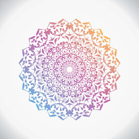 Floral round decorative symbol. Vintage decorative elements. Oriental pattern, vector illustration. Coloring book page. Circular patternのイラスト素材