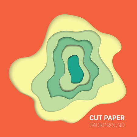 Multi layers color texture. 3D papercut layers in gradient vector banner. Abstract paper cut art background design for website template. Topography map concept or smooth origami paper cutのイラスト素材