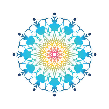 Floral round decorative symbol. Vintage decorative elements. Oriental pattern, vector illustration. Coloring book page. Circular pattern. Abstract backgroundのイラスト素材