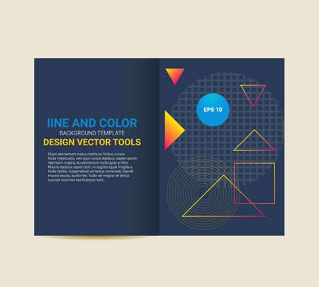 Cover, brochure, flyer template abstract geometric design with dark blue backgroundのイラスト素材