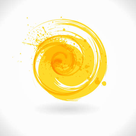 Yellow grunge Circle shape. Vector Abstract Curl Symbolのイラスト素材